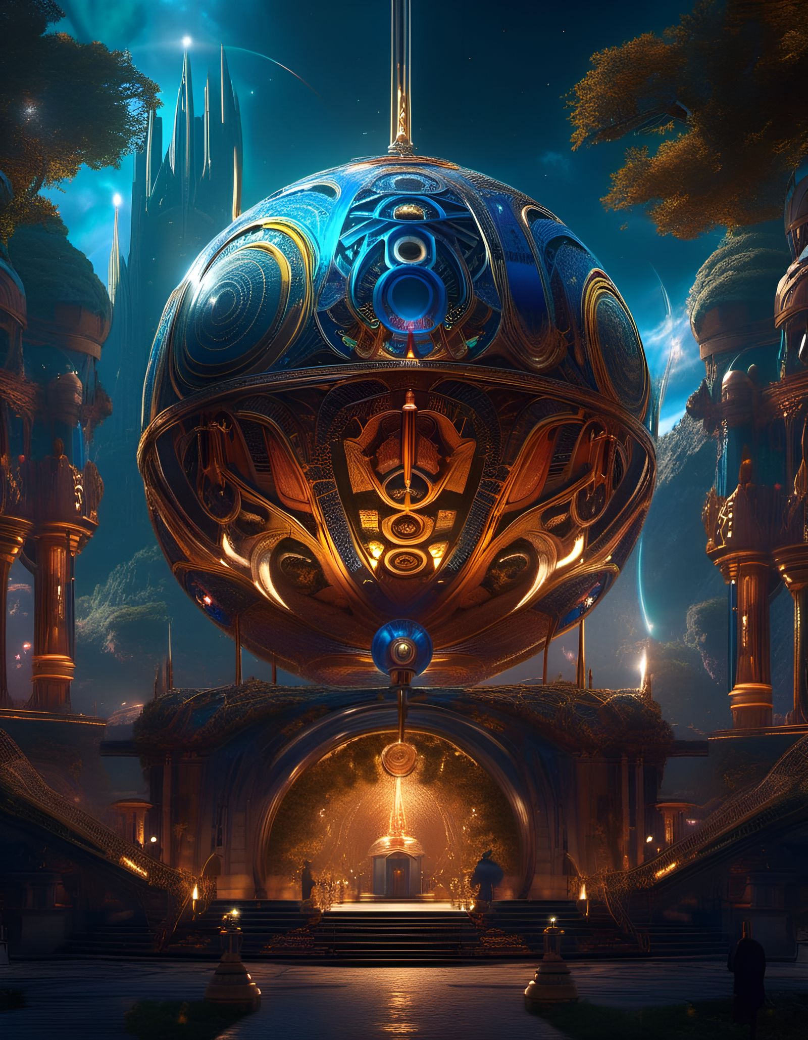 Elven Technology Machine in Detailed Matte Painting