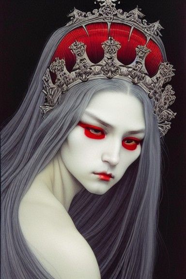 Evil Pale Queen with Black Hair as Dark Fantasy Art