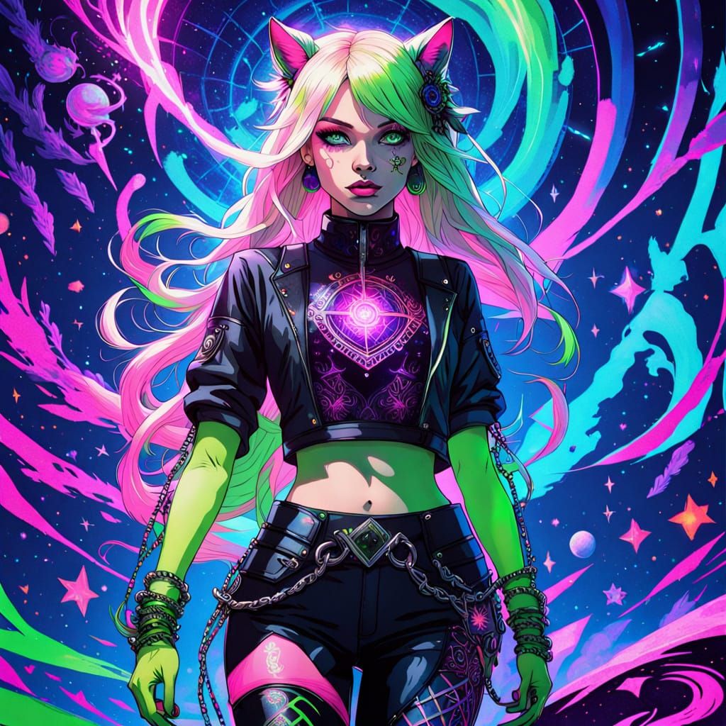 Enigmatic Catgirl in Gothic Cosplay