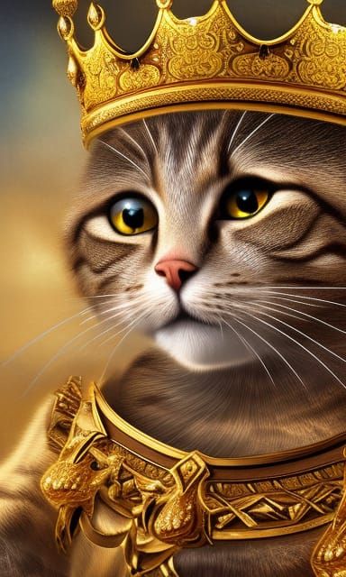 Royal Cat with Intricate Crown: 8k Resolution Art