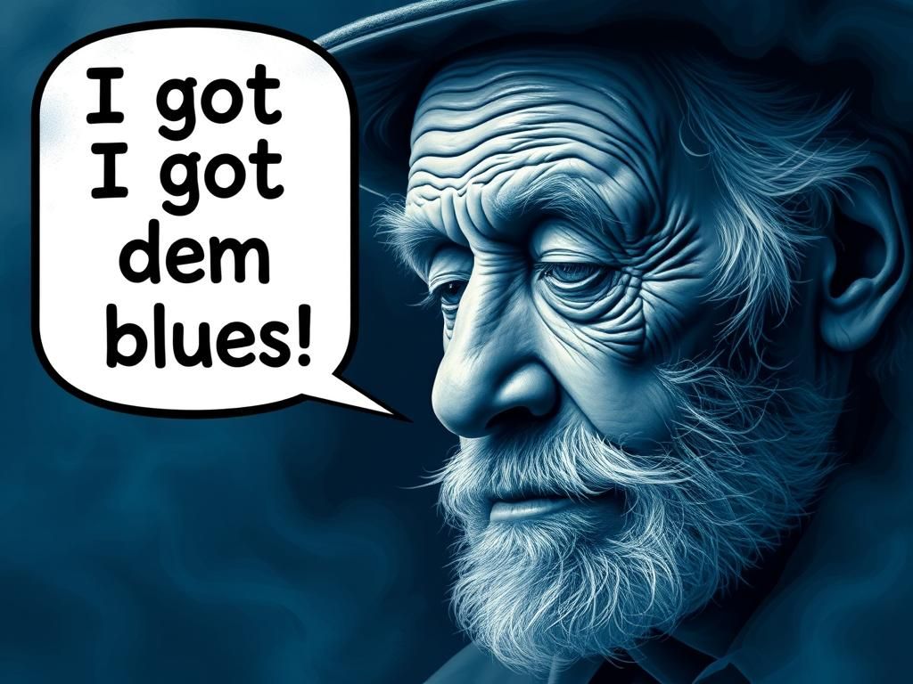 Blues Man with Speech Bubble