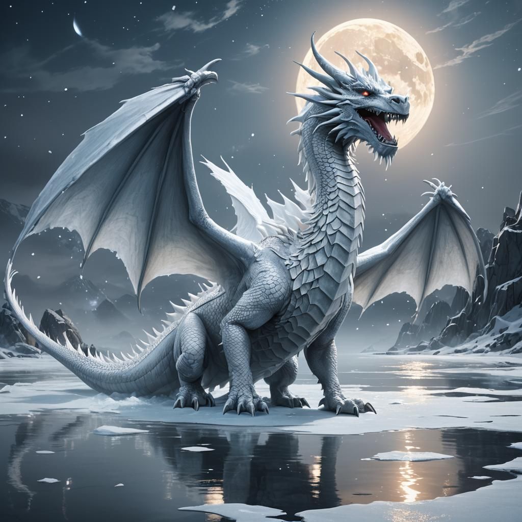 Icy Dragon Emerges: 3D Anime Art