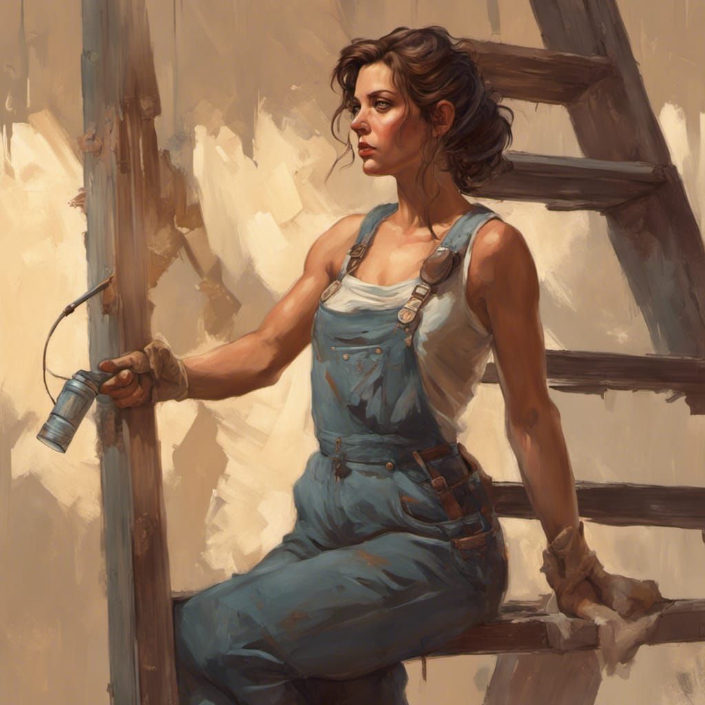Romantic Portrait of Woman Painting in Frazetta Style