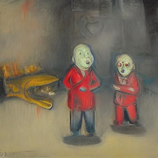 Expressionist Haunted House with Clowns, Ensor and Munch Sty...