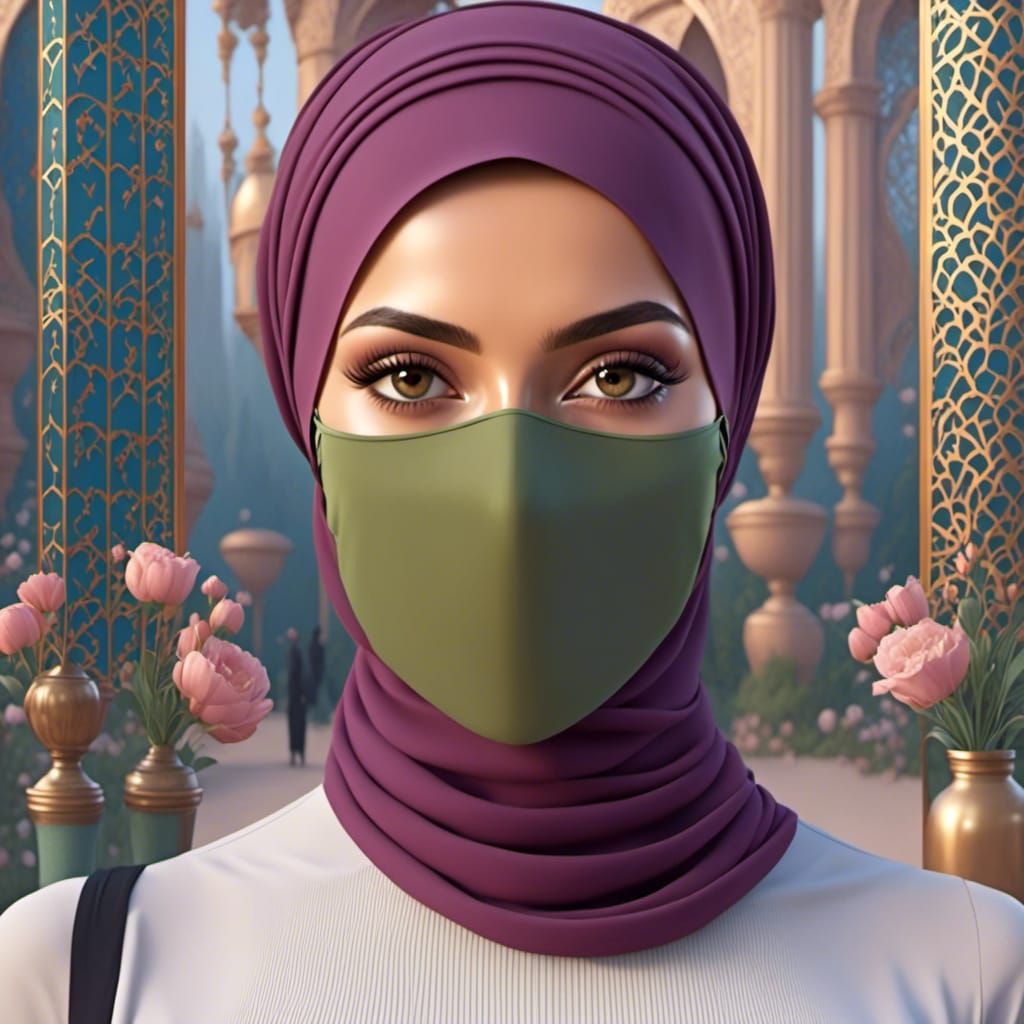 Hijabi Woman with Mask: Portrait of Modesty