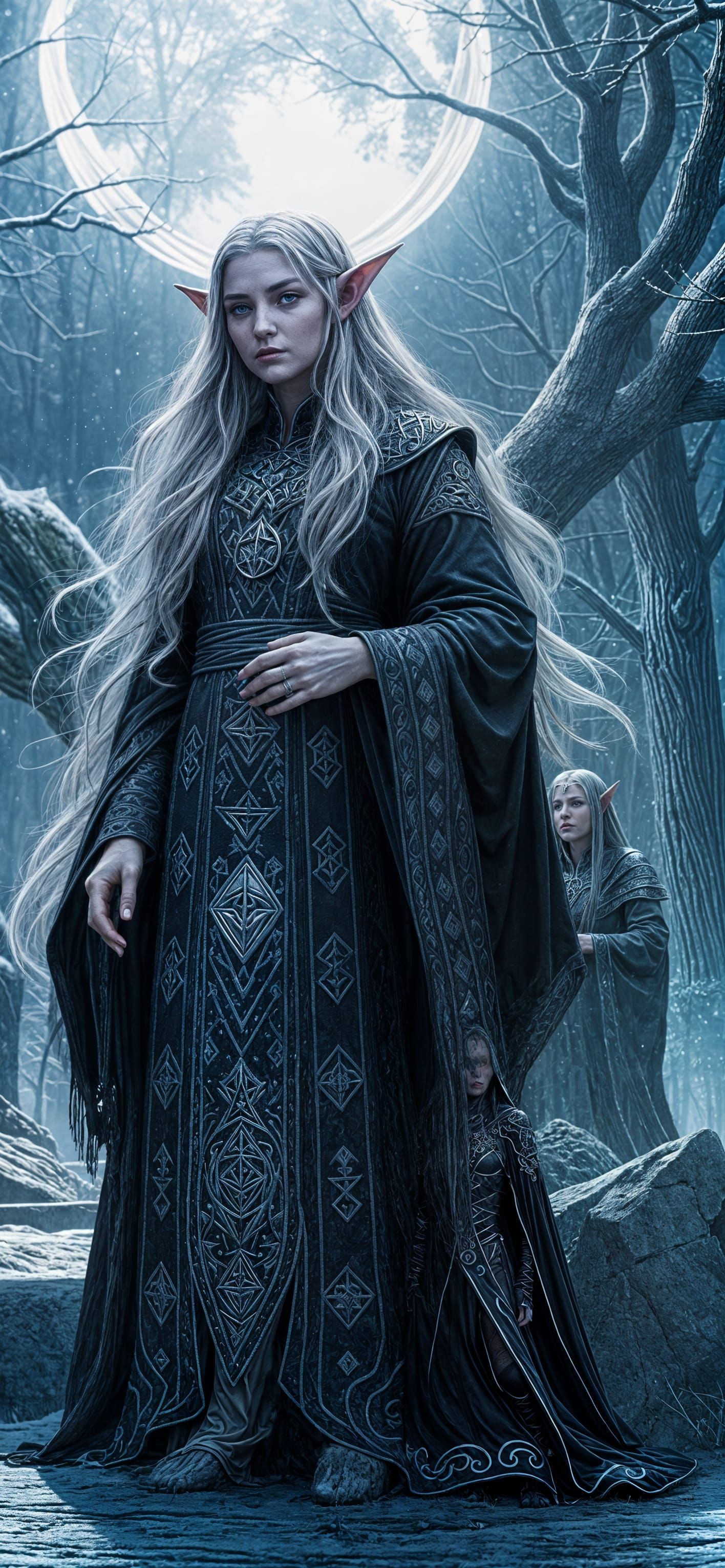 Ethereal Elf Queen in Dark Fantasy Realm