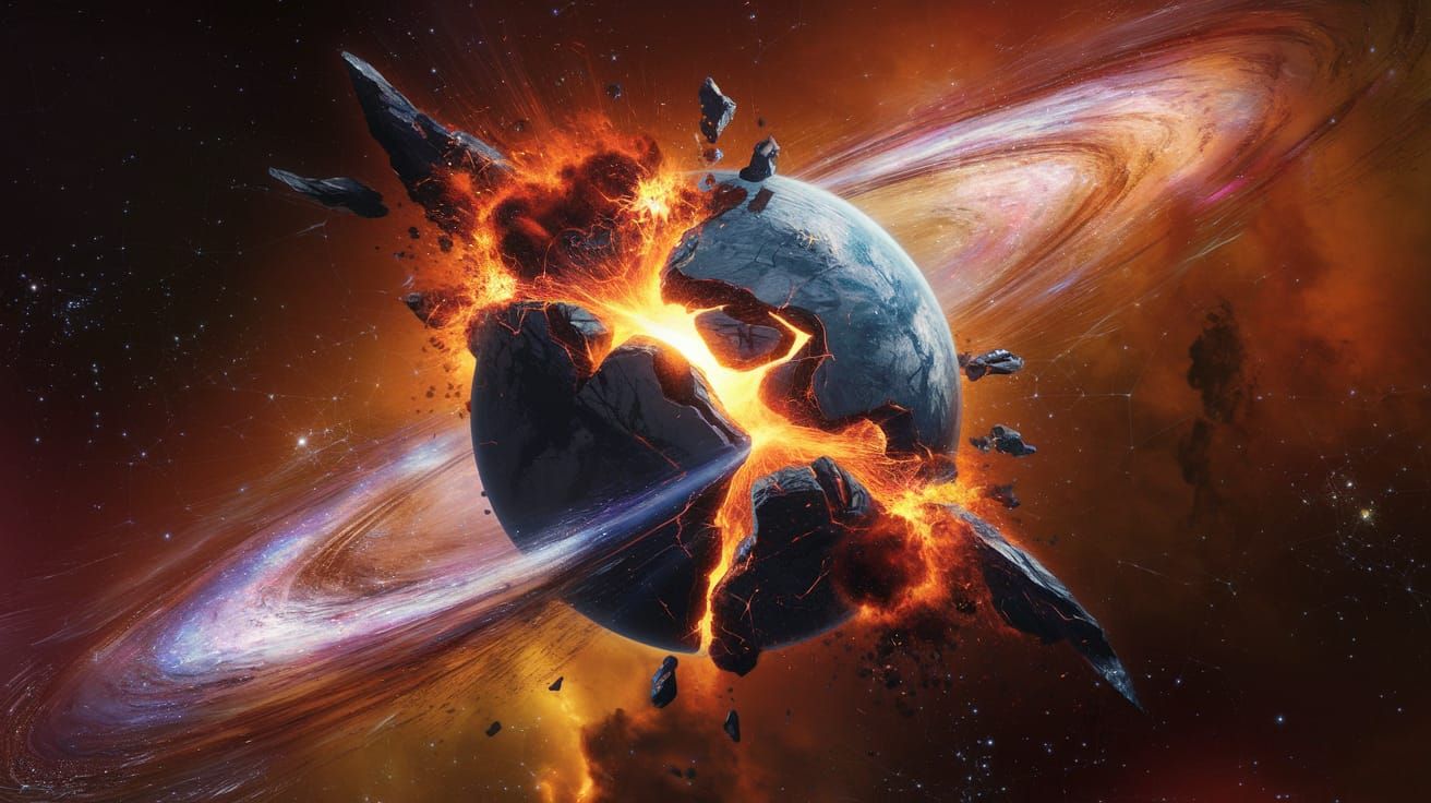 Exploding Planet in Cosmic Firestorm