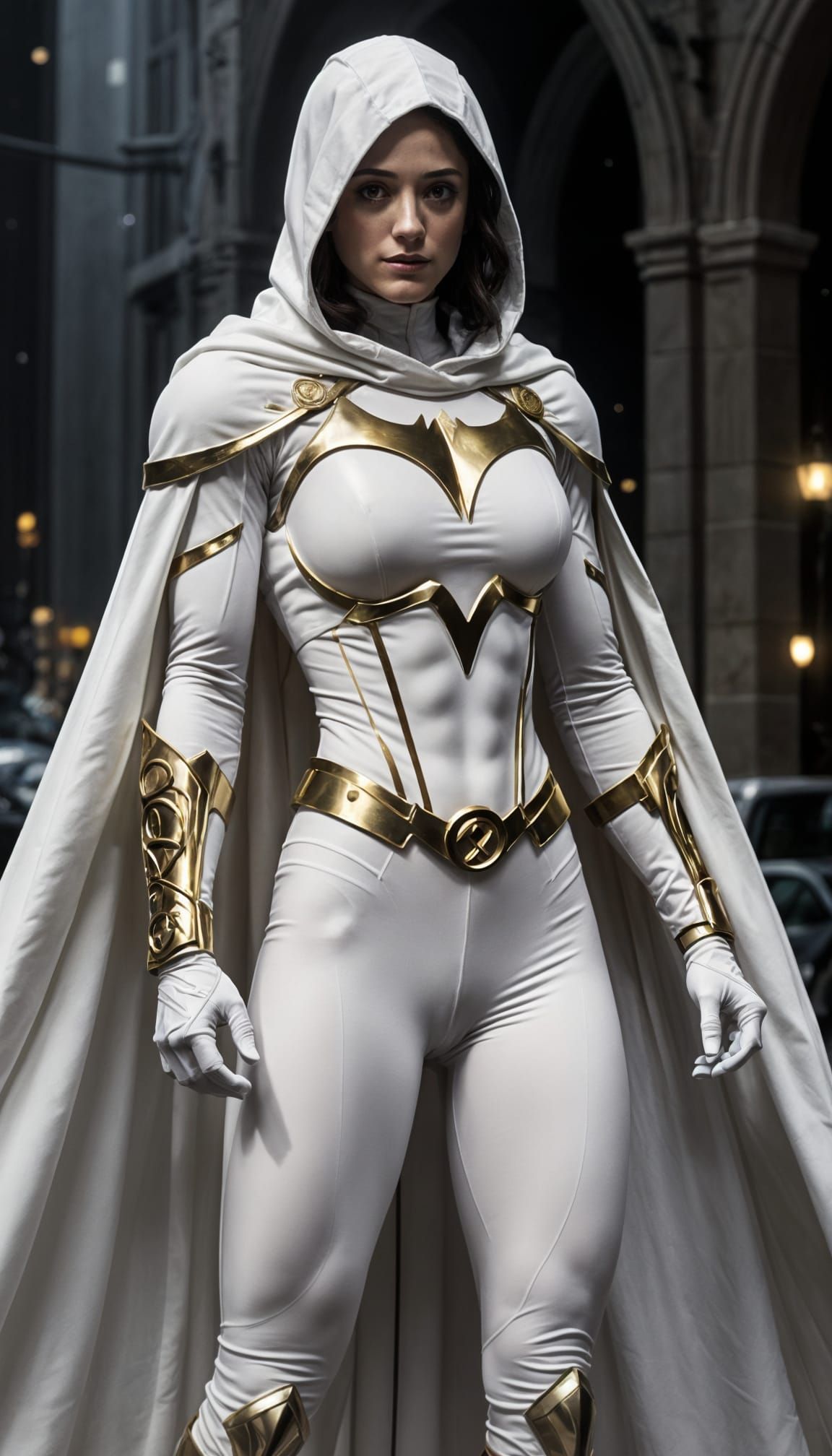 Empowered Female Moon Knight in White and Gold