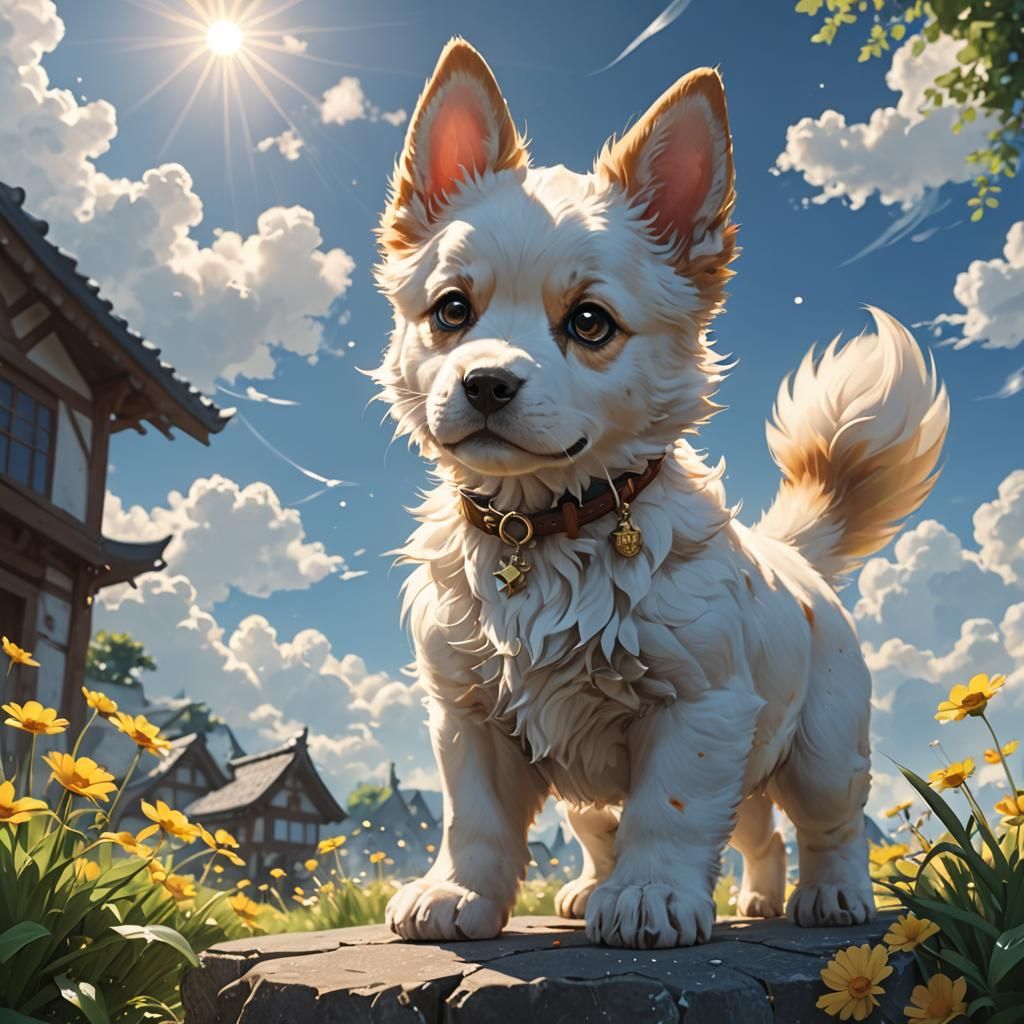 Cute Puppy in 3D Anime Art Style