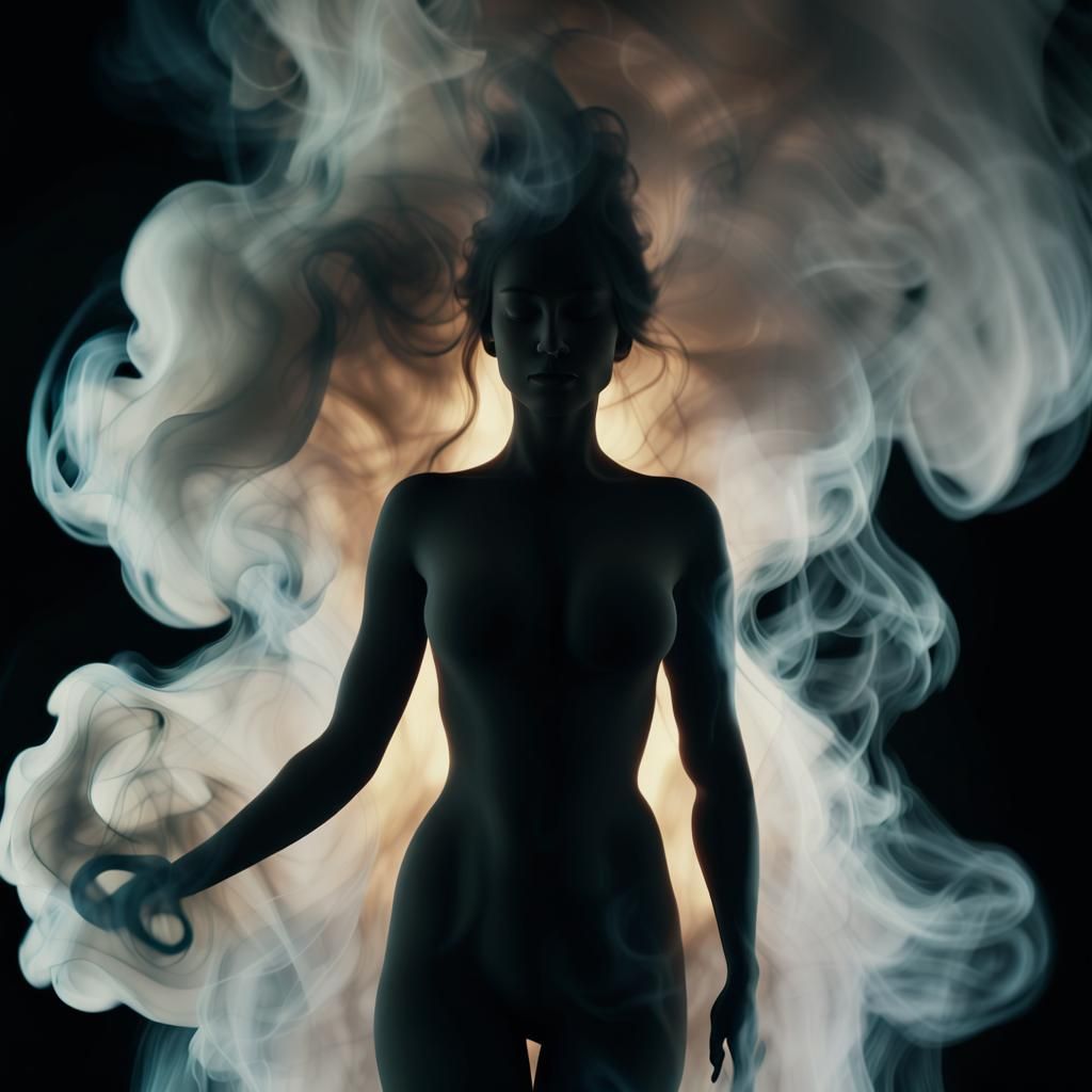 Goddess Silhouette in Smoke Painting