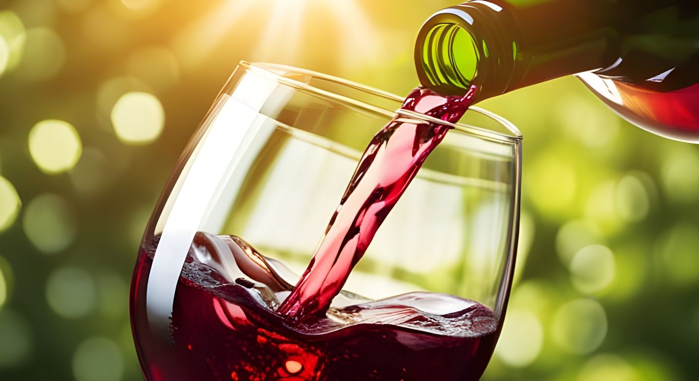 Wine Pouring in Vineyard: Photorealistic Style