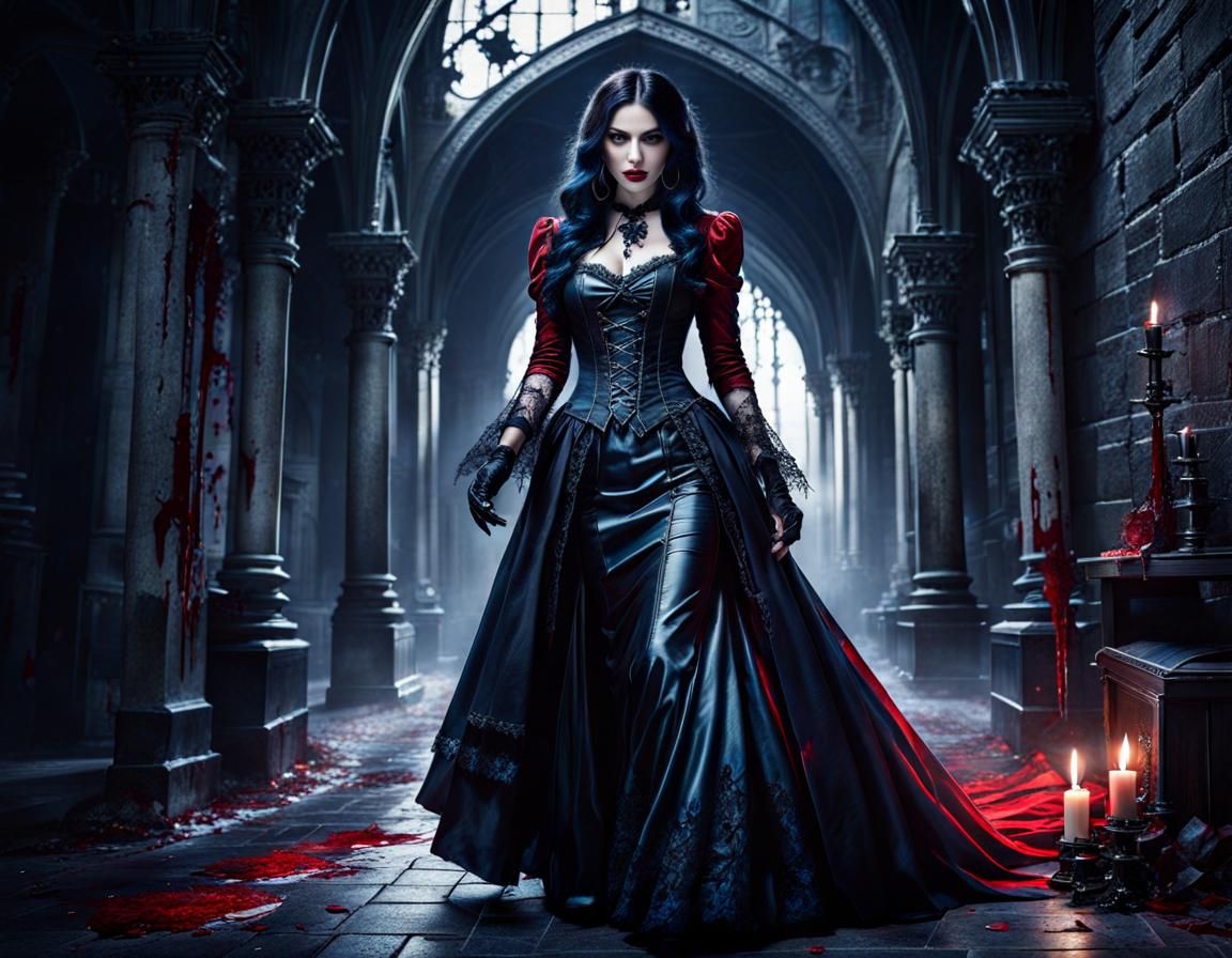 Gothic Vampire Queen with Blood Red Details