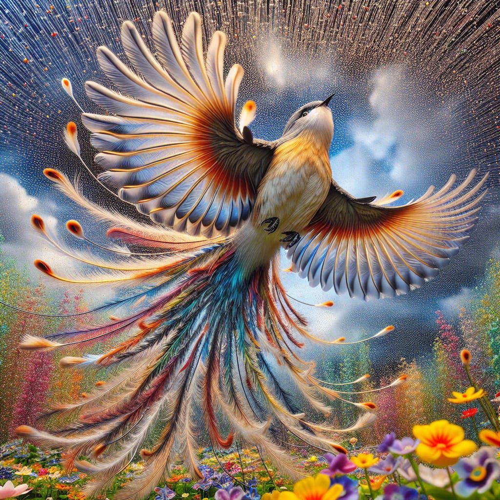 Real bird in flight feathery whirlingtons wings, shining, dr...