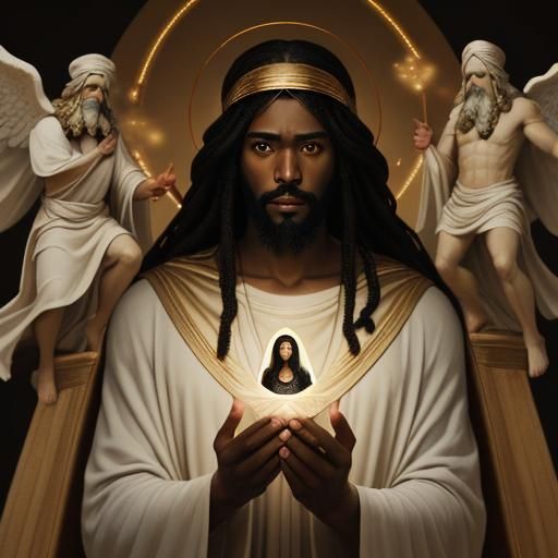Black Jesus with Moses and Elijah in Heaven