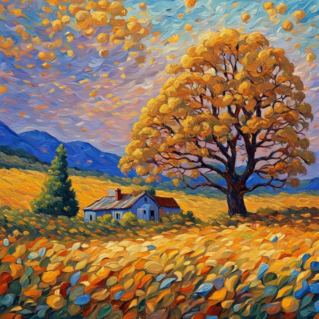 Expressionist Oil Painting of a Painter with Vibrant Brushst...