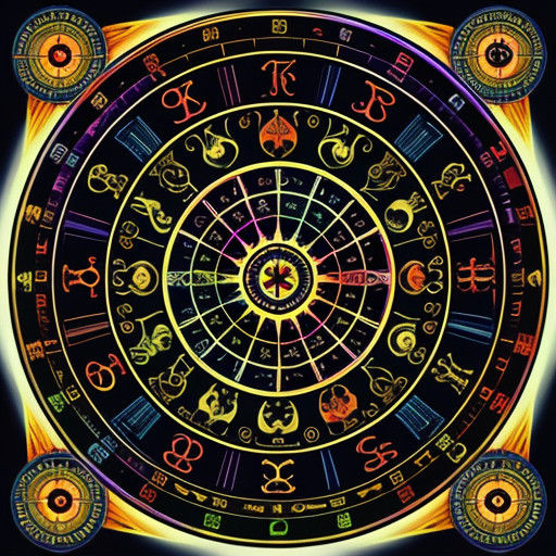 Vibrant Zodiac Wheel in Psychedelic Style