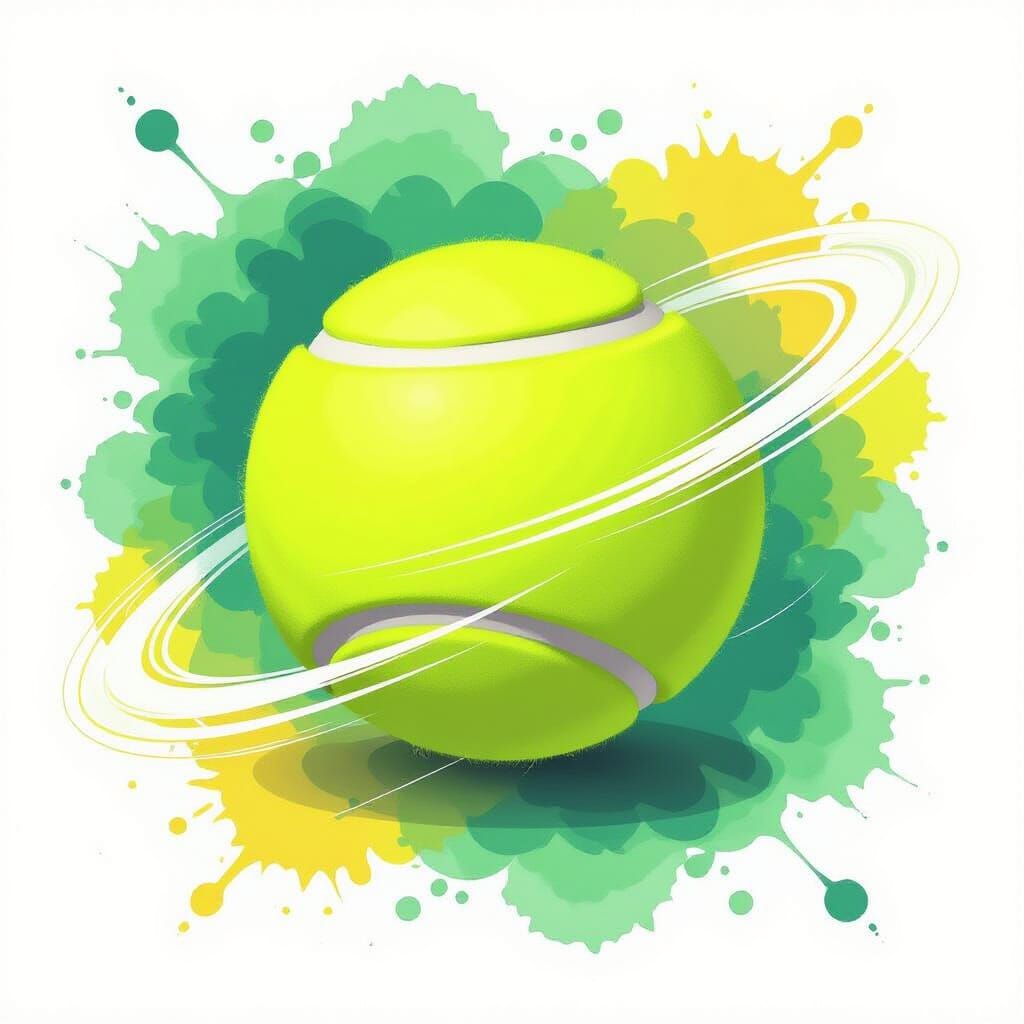 Neon Tennis Ball with Watercolor Splashes
