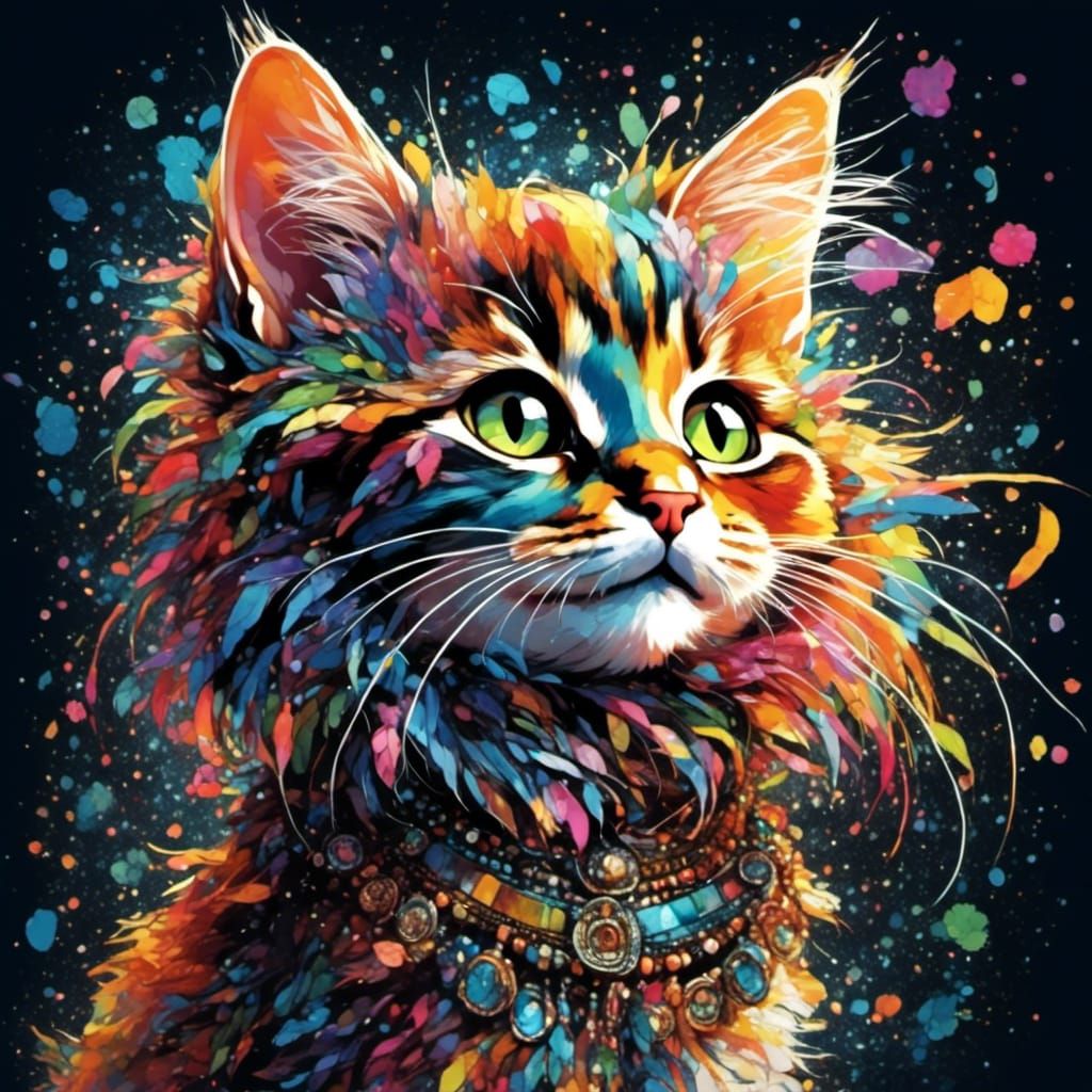 Colorful Cat Generated by AI