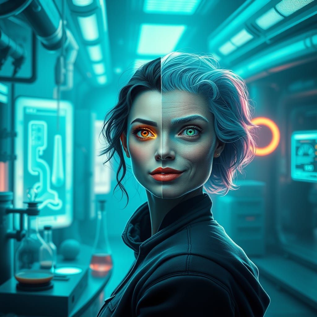 Timeless Beauty in a Futuristic Lab