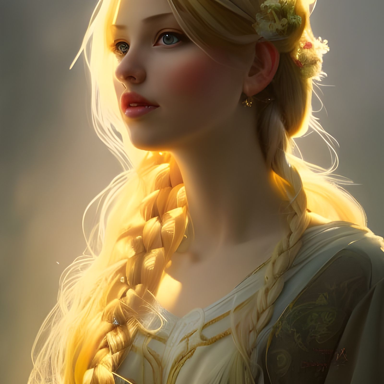 Rapunzel at Flower Festival: Art Nouveau Portrait