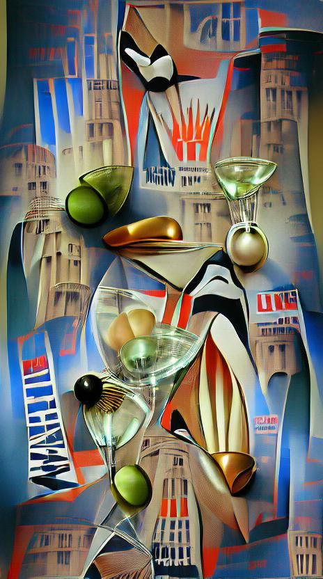 Art Deco Martini Still Life Poster