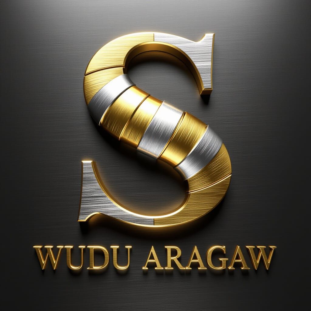 3D Render of Gold and Silver Letter S