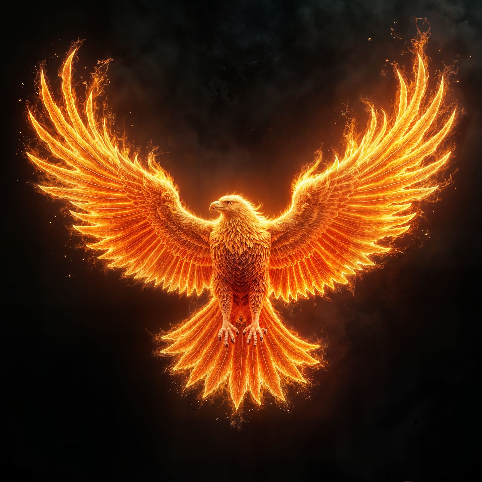 Majestic Eagle Crafted from Leaping Flames in High Contrast,...