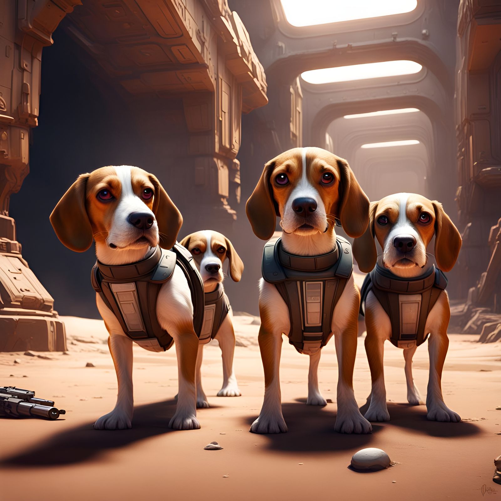 Star Wars Beagle Dogs: Detailed Matte Painting