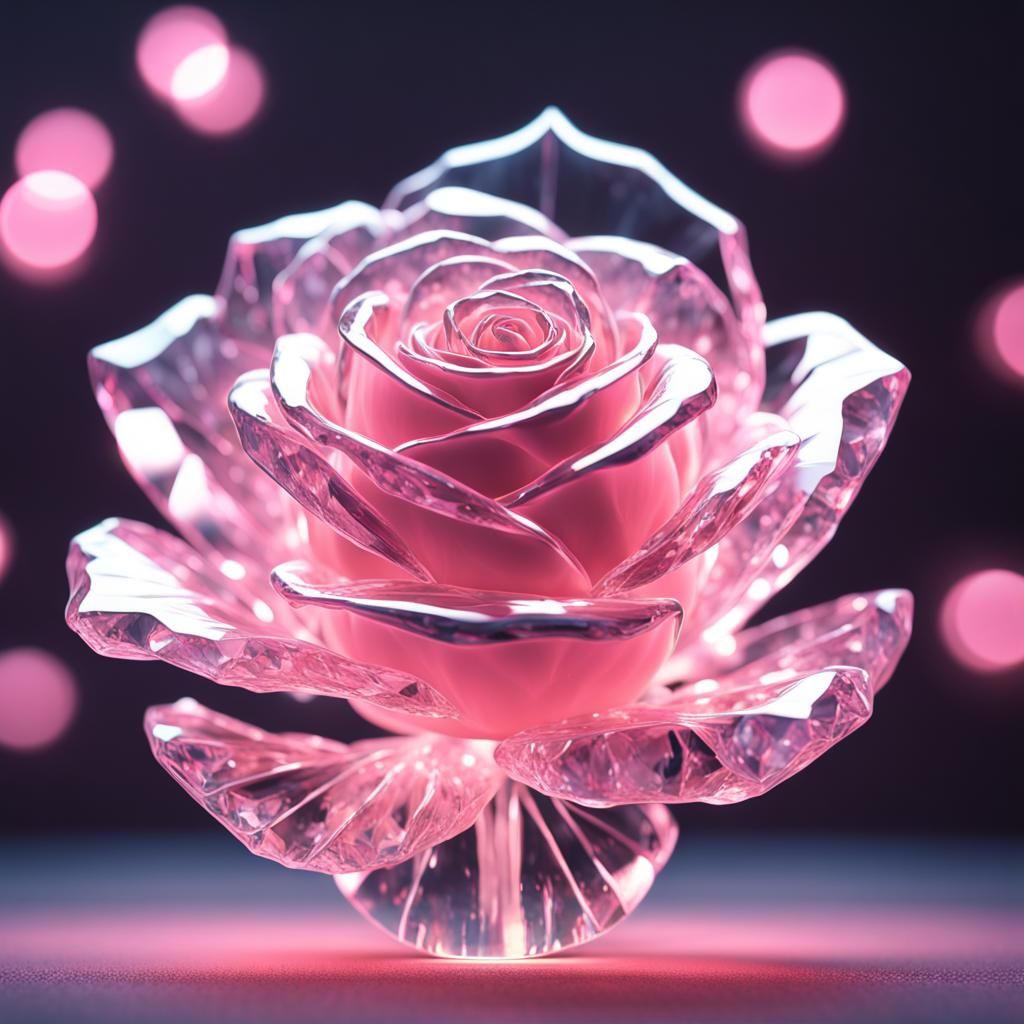 Magical Crystal Rose in 3D Render