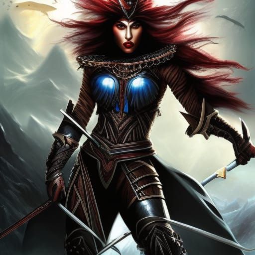 Sci-Fi Gypsy Warriors in Dark Fantasy Battle