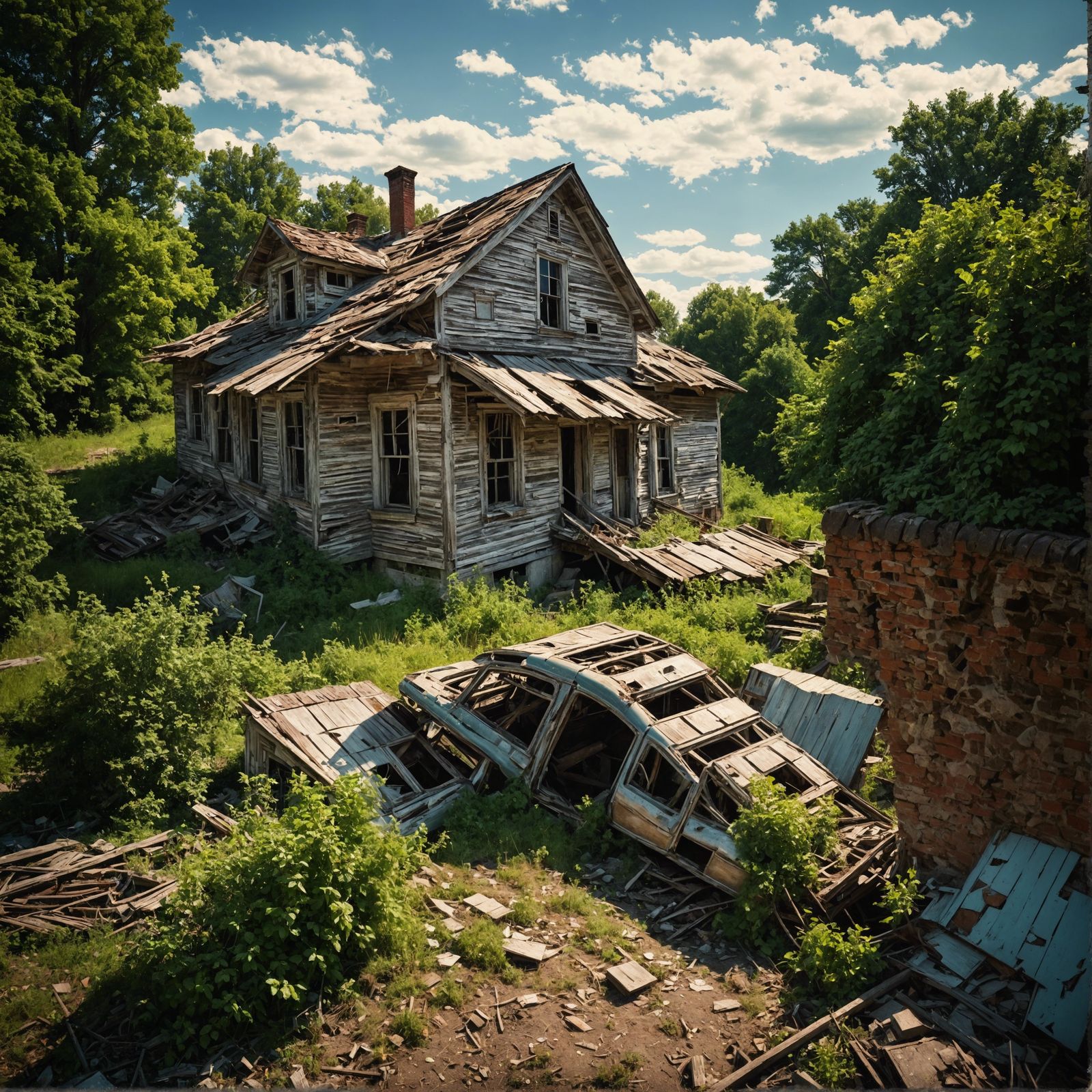 Hyperrealistic Derelict House in Remote Location