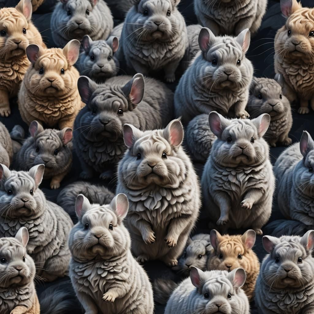 Whoodle Dog as Chinchilla: Detailed Matte Painting