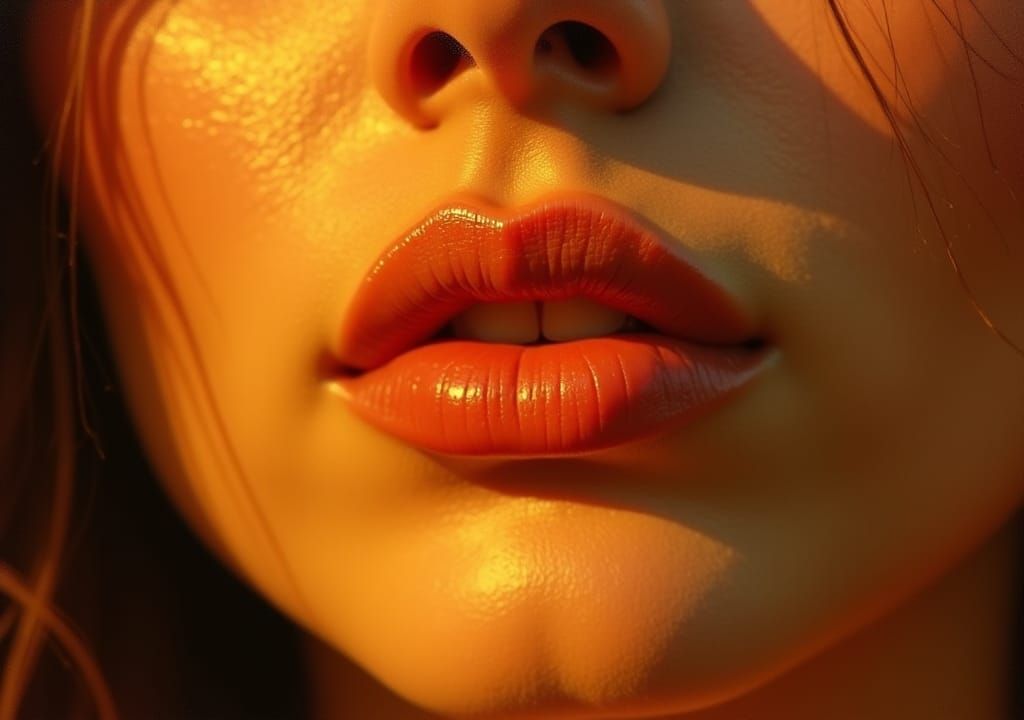 Golden Woman Portrait in Impressionistic Oil Painting Style