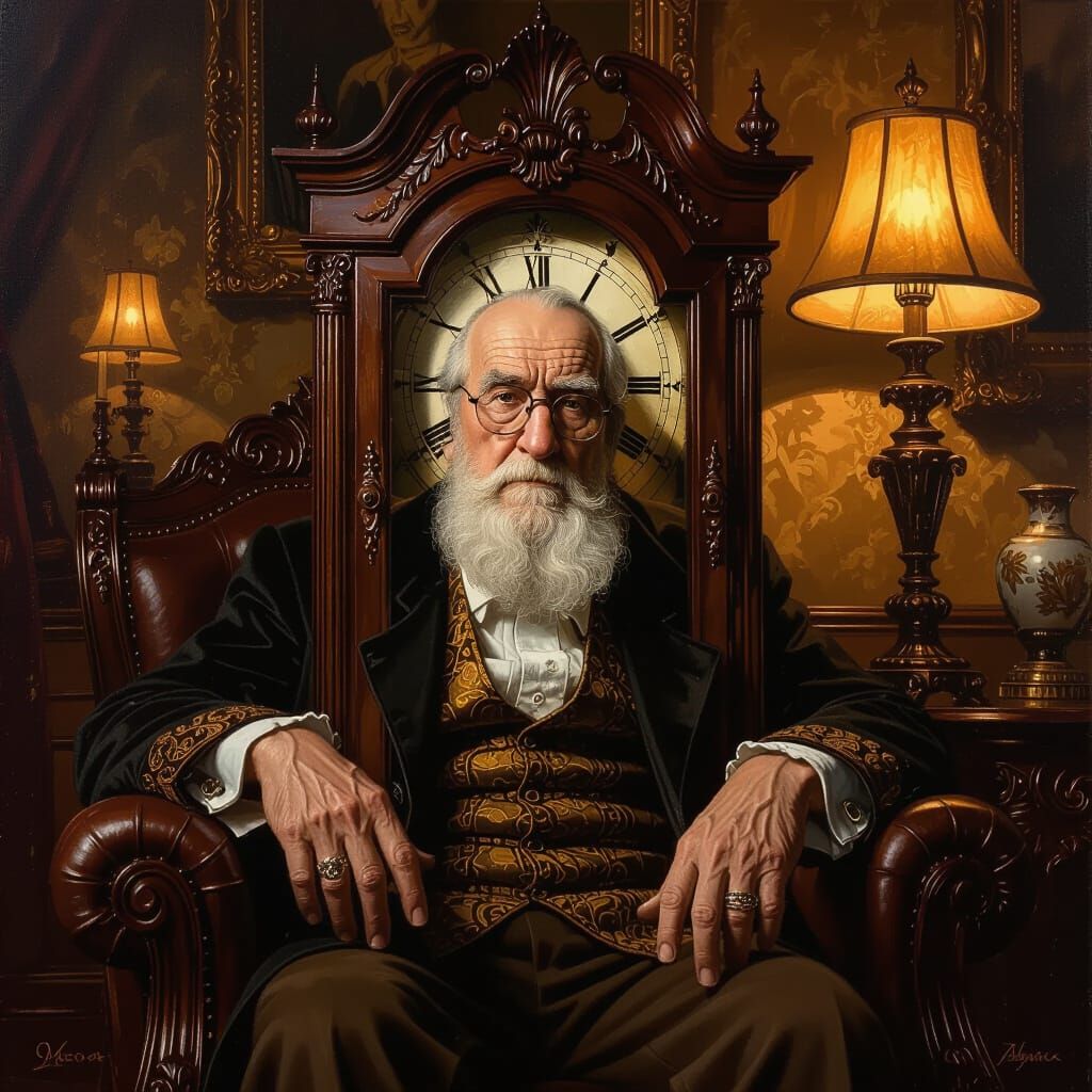 Grandfather Clock Grandpa in Old Mansion