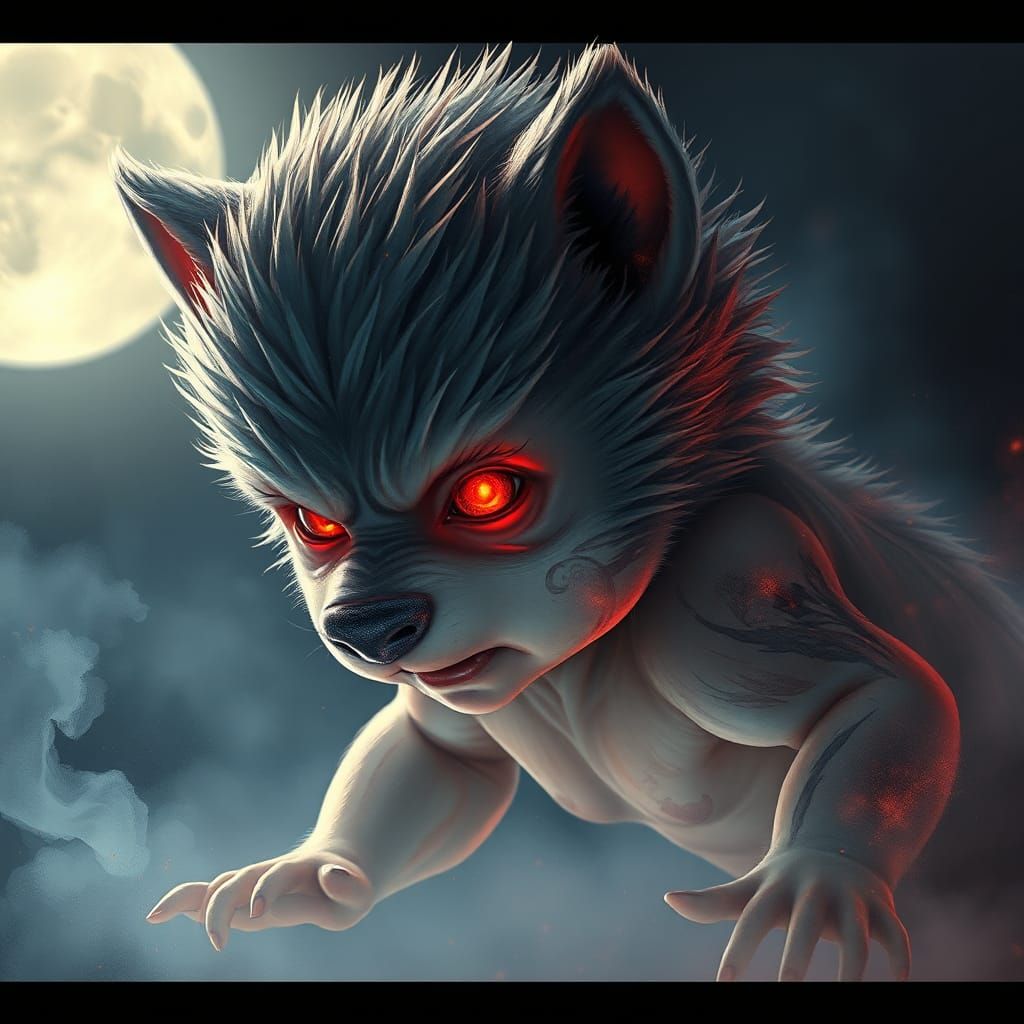 Baby Werewolf's First Transformation: 3D Anime Art