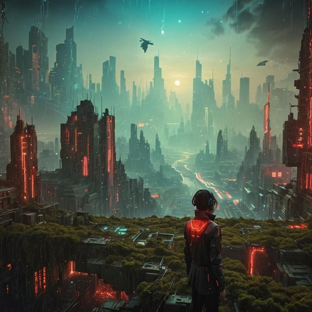 Dystopian Metropolis: A Surreal Digital Matte Painting