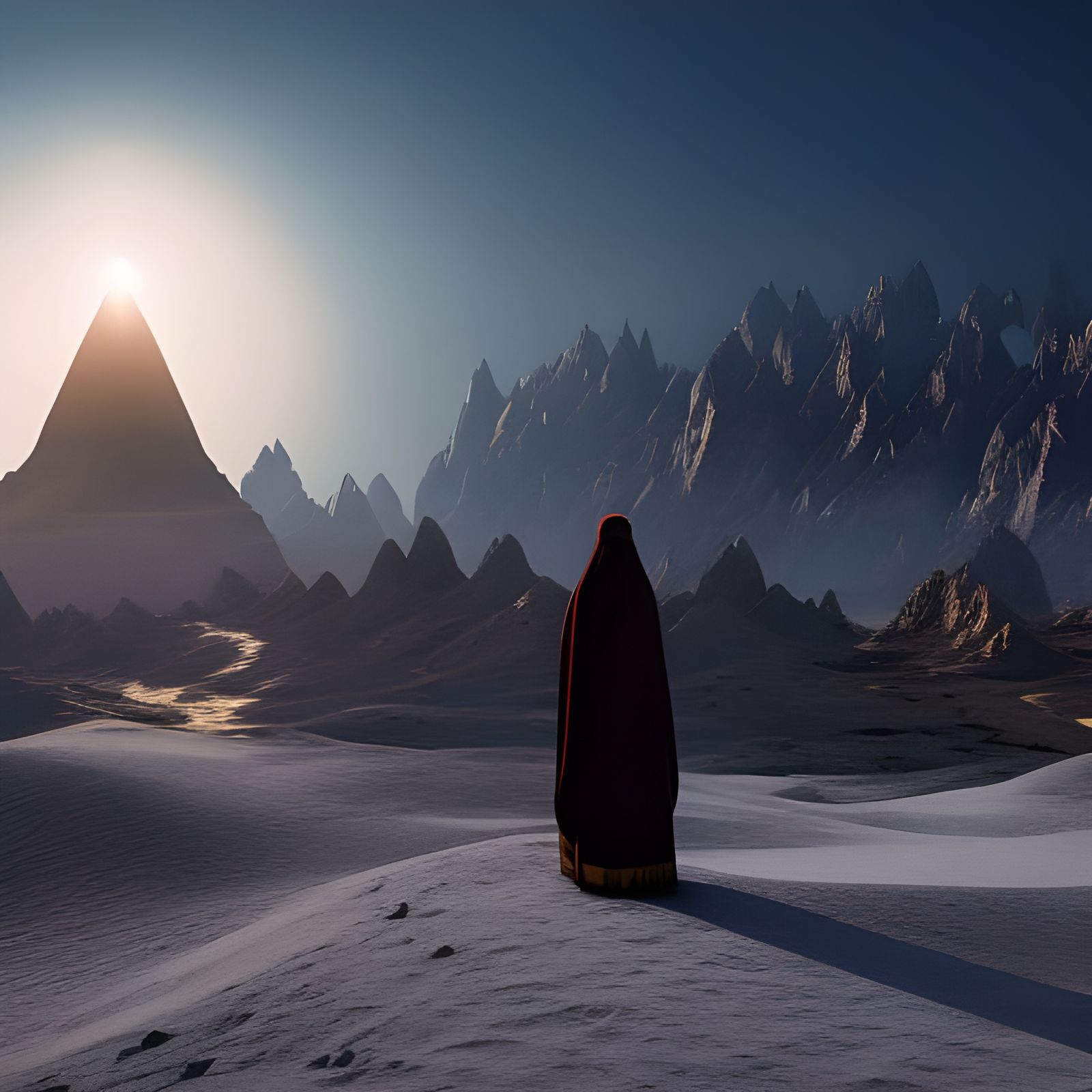 Muslim Women Praying on Fantasy Planet: Detailed Matte Paint...