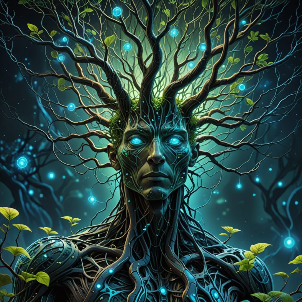 Biopunk Tree of Knowledge: DNA, Neurons, and Microchips