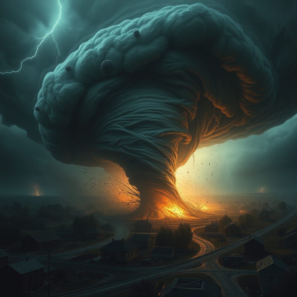 Tornado Devastation in Apocalyptic Landscape Style