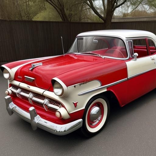 1956 Plymouth: Red and White Classic Car