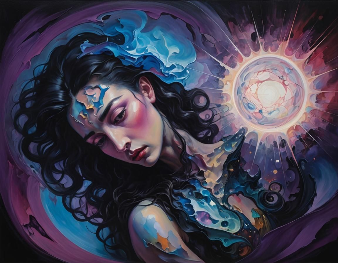 Surreal Landscape of Abstract Shapes in Oil Painting