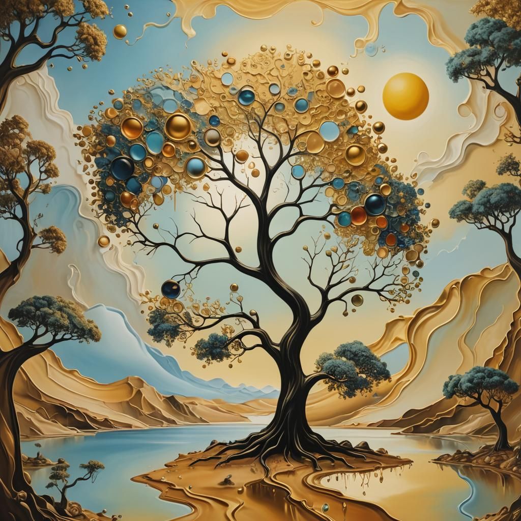 Nature Icon in 3D with Surrealist Salvador Dali Style