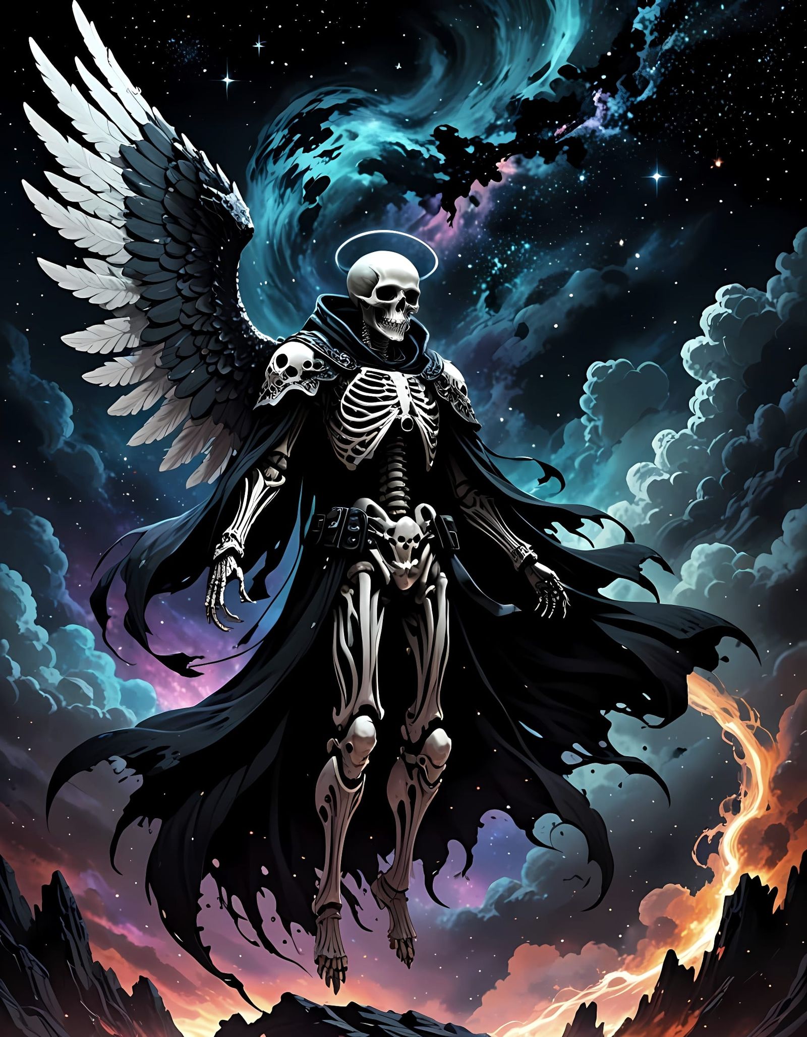 Angel of Death in Cosmic Void, Grim Reaper in Outer Space, A...