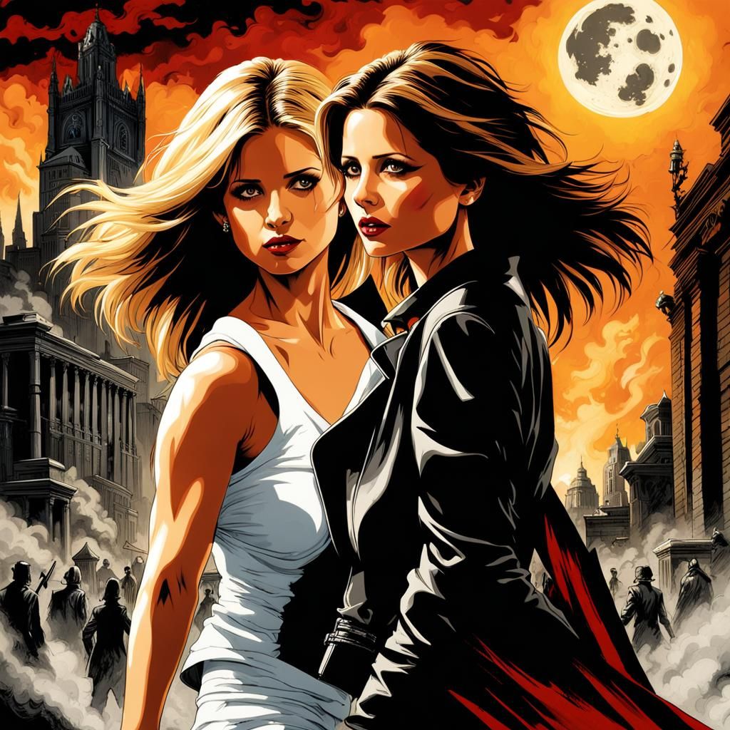 Buffy and Faith the Vampire Slayers