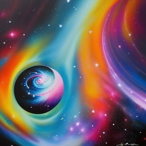 Polychromatic Graffiti Art: Galactic Awe and Wonder