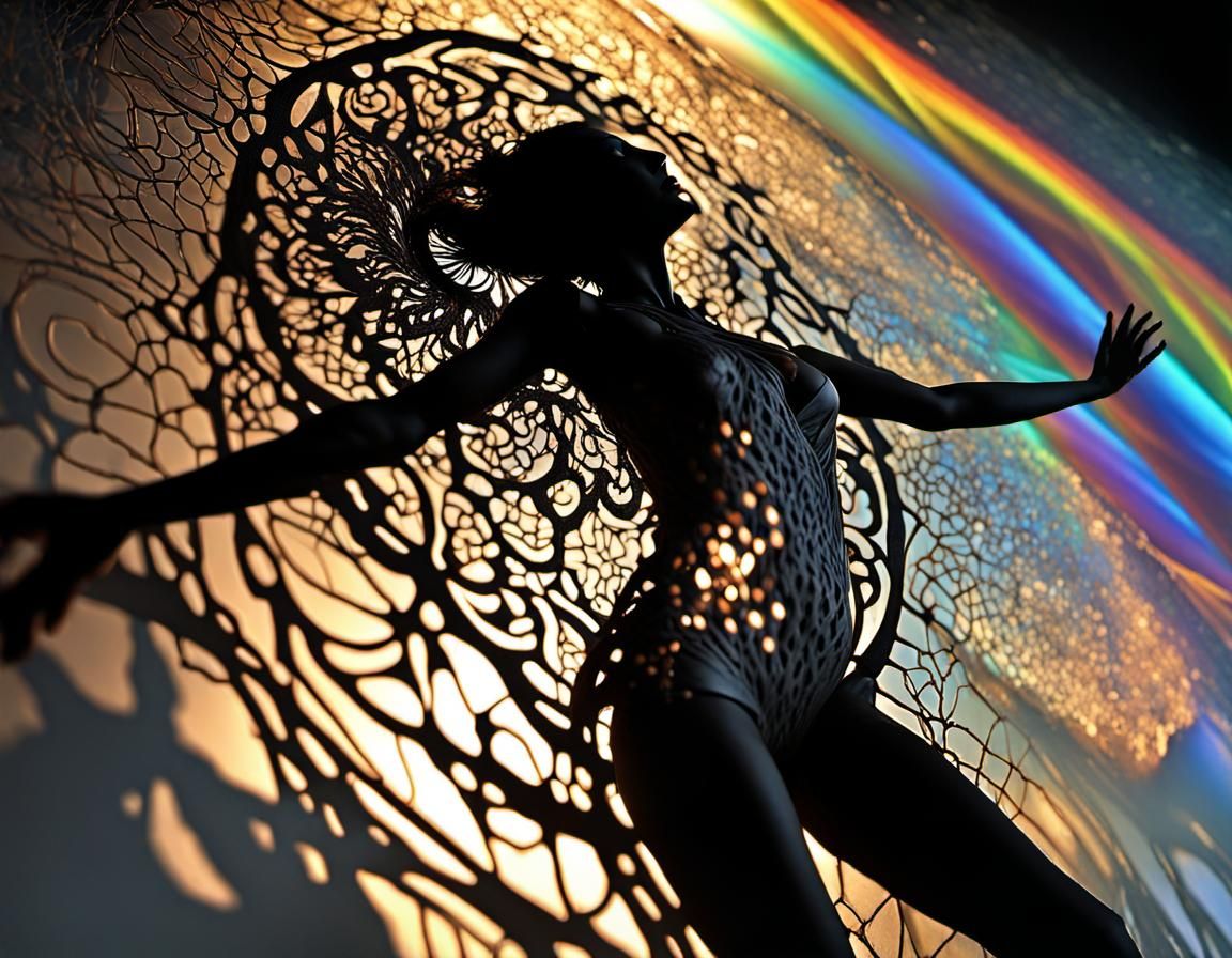 Shadow Dance: An Optical Illusion in Art Nouveau Style