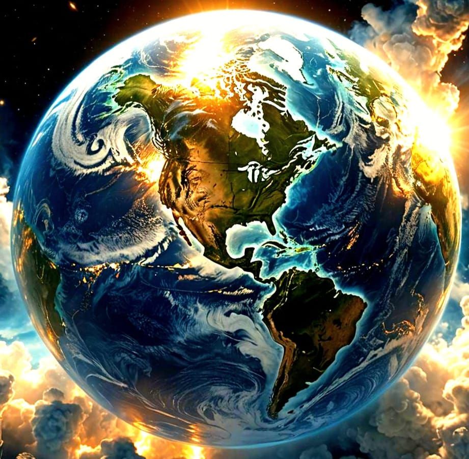 Dramatic View of Earth from Space in HDR