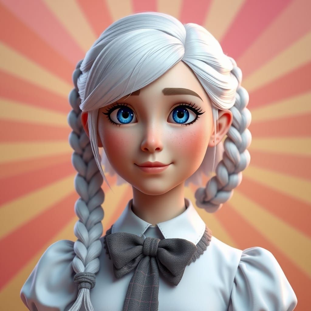 Pixar-Inspired Cartoon Portrait of a Young Woman in School U...