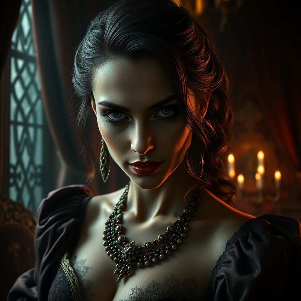 Mysterious Courtesan in Lavish Harem Setting