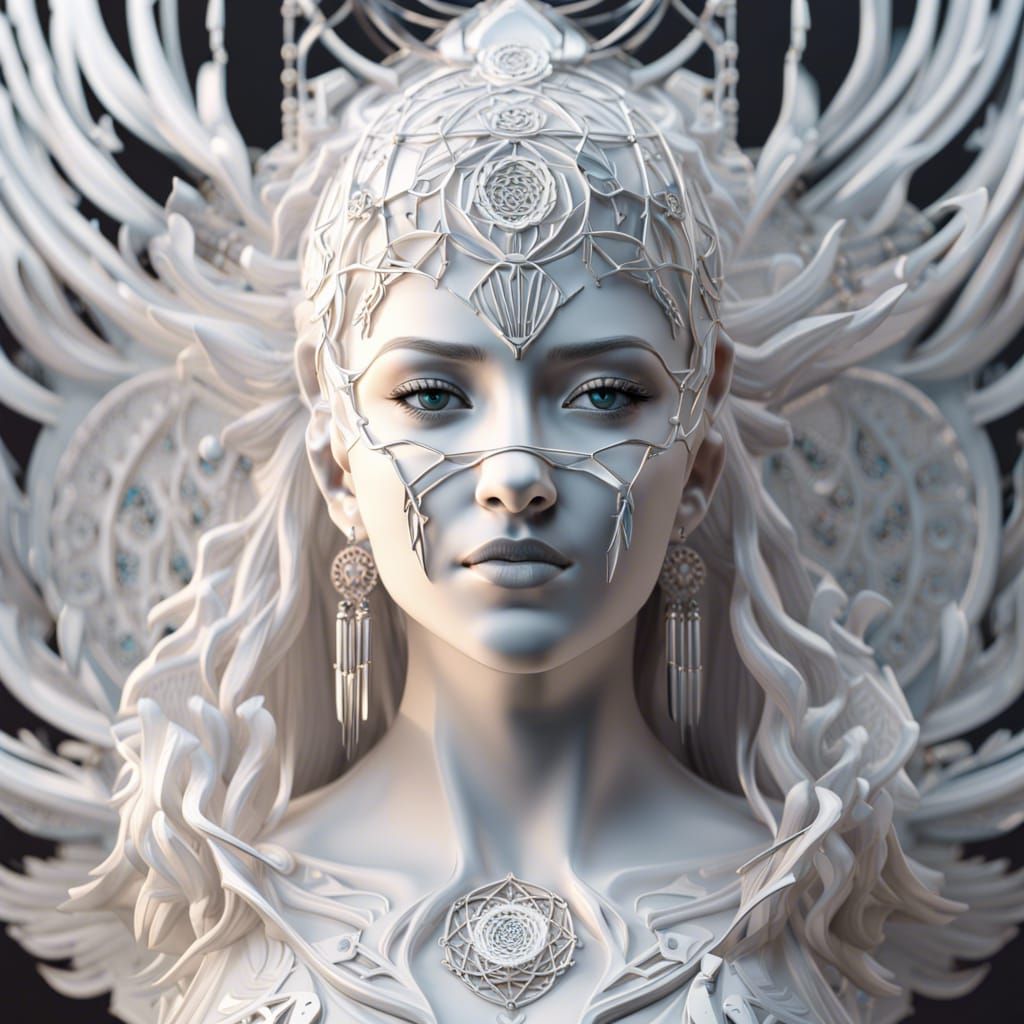 Fantasy Bust with Chrome Dreamcatcher in 3D